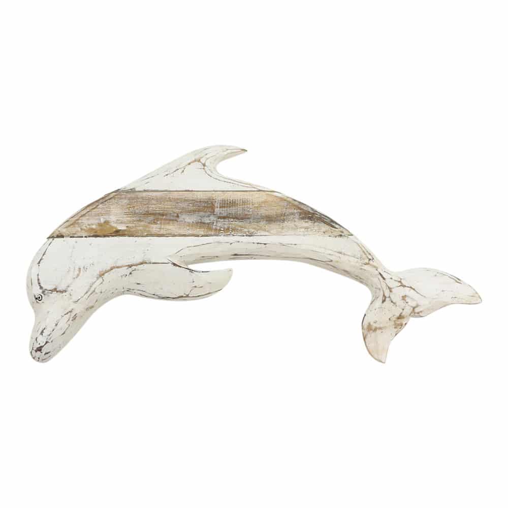 Holzdekoration Delphin Whitewash (48 x 28 cm)