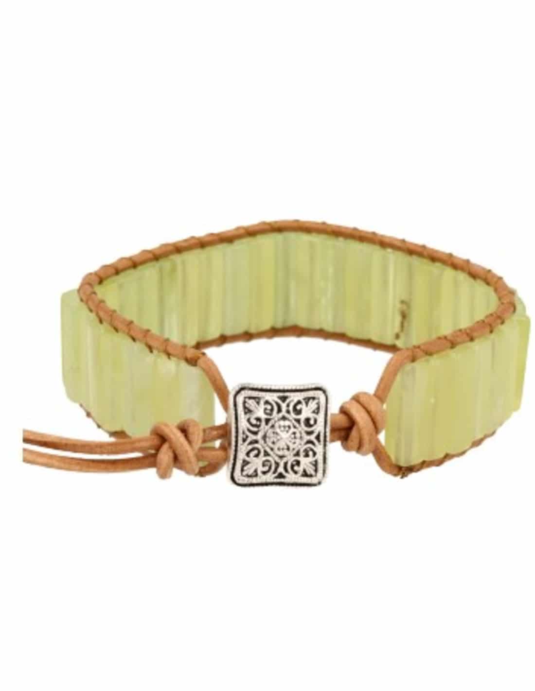 Jade Leren Armband Gipsy-Stil