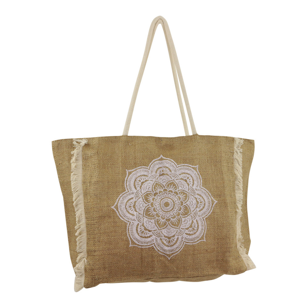 Jute Strandtasche mit Gesticktes Mandala (50 x 35 x 15 cm) unter Textilien - Taschen