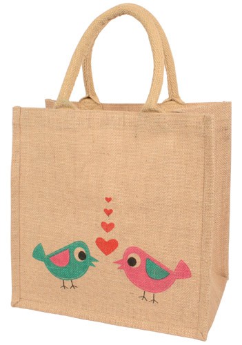 Jute Tasche Love Birds (30 x 30 x 20 cm)