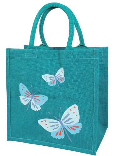 Jute Tasche mit Schmetterlingen (30 x 30 cm)