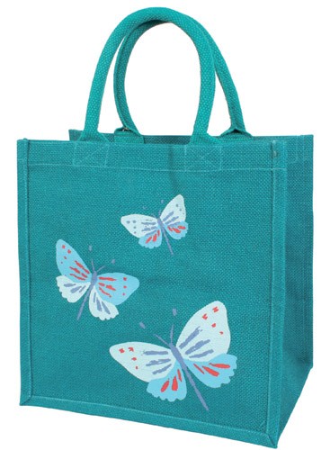 Jute Tasche mit Schmetterlingen (30 x 30 cm) unter Textilien - Taschen