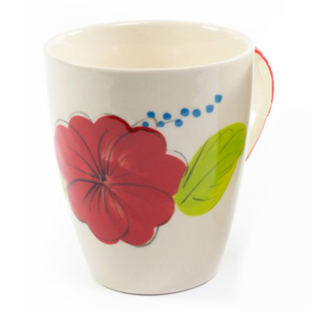 Kaffee- oder Teebecher aus Keramik Blume Rot