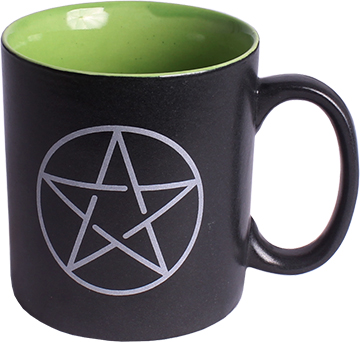 Kaffeetasse aus Keramik - Pentagramm (schwarz)