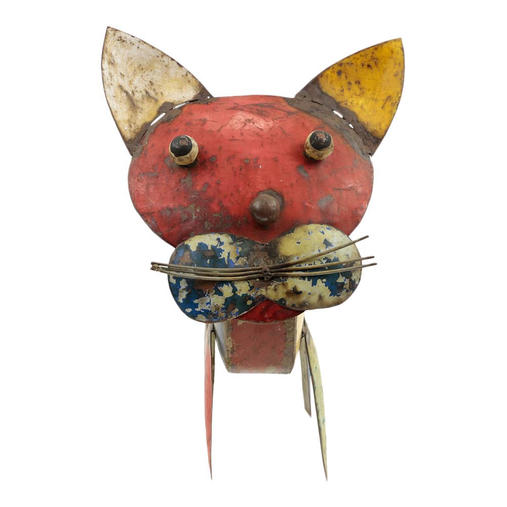 Katze Recyceltes Metall (37 x 30 cm)