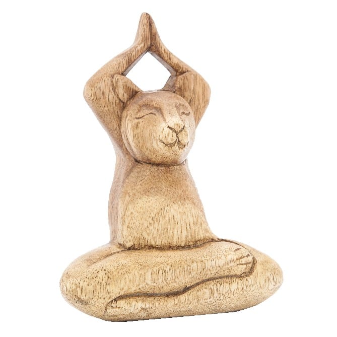 Katzen-Lotus-Stellung mit hohen H-nden (18 cm) unter Home & Living - Spirituelle Figuren - Holzfiguren