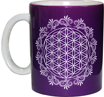 Keramik-Kaffeetasse wei- - Flower of Life