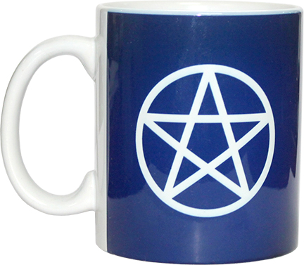 Keramik-Kaffeetasse wei- - Pentagramm