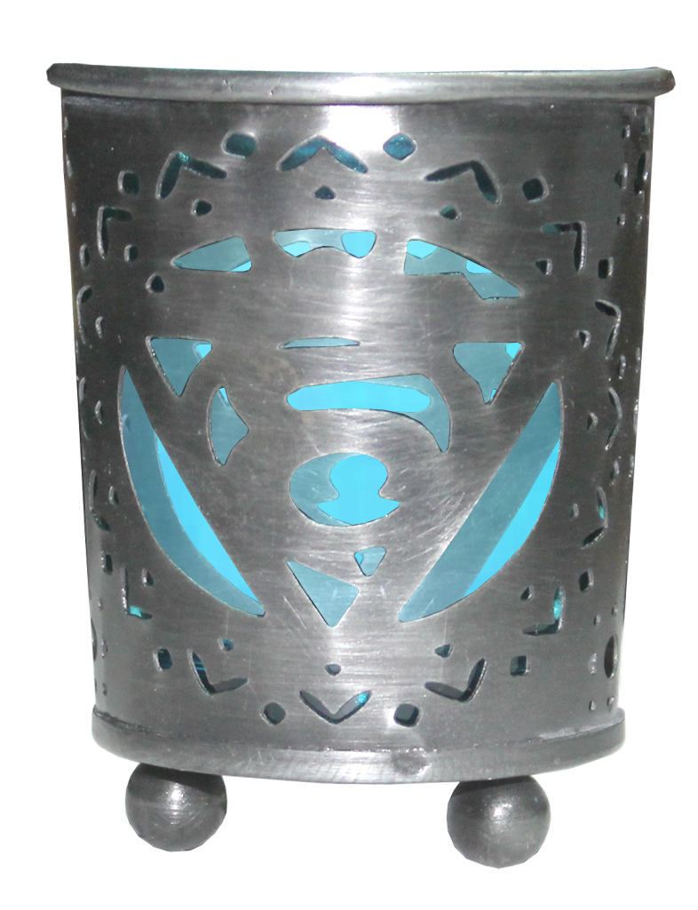 Kerzenhalter Chakra - Blauer Glaseinsatz - Kehle