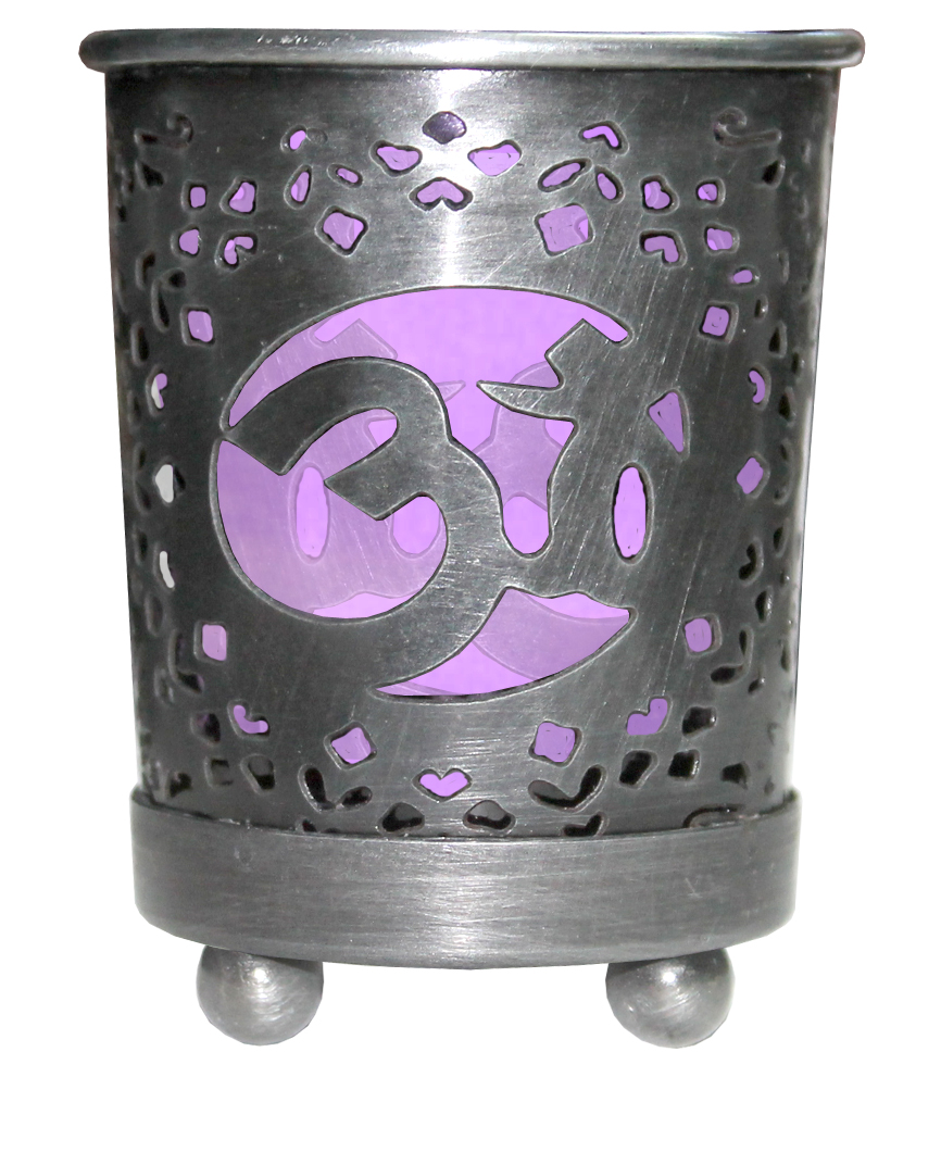 Kerzenhalter Chakra - Lila Glaseinsatz - Krone (1)