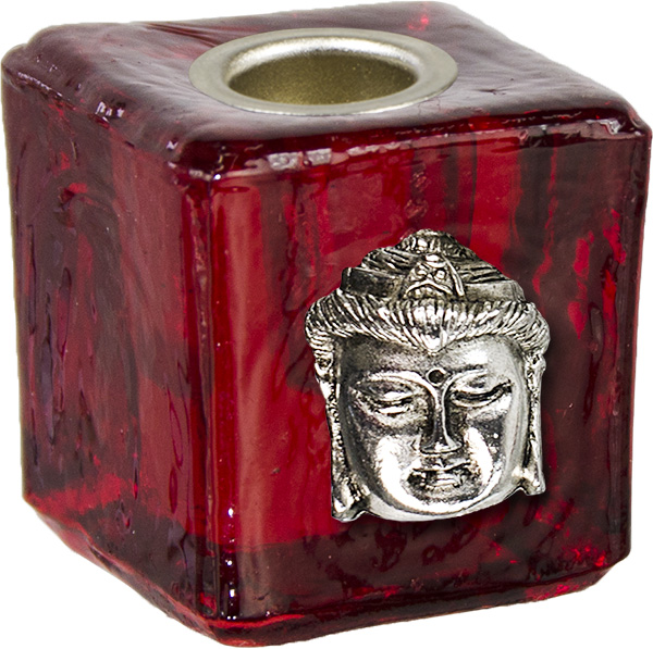 Kerzenhalter Mini-W-rfelform Rot - Buddha