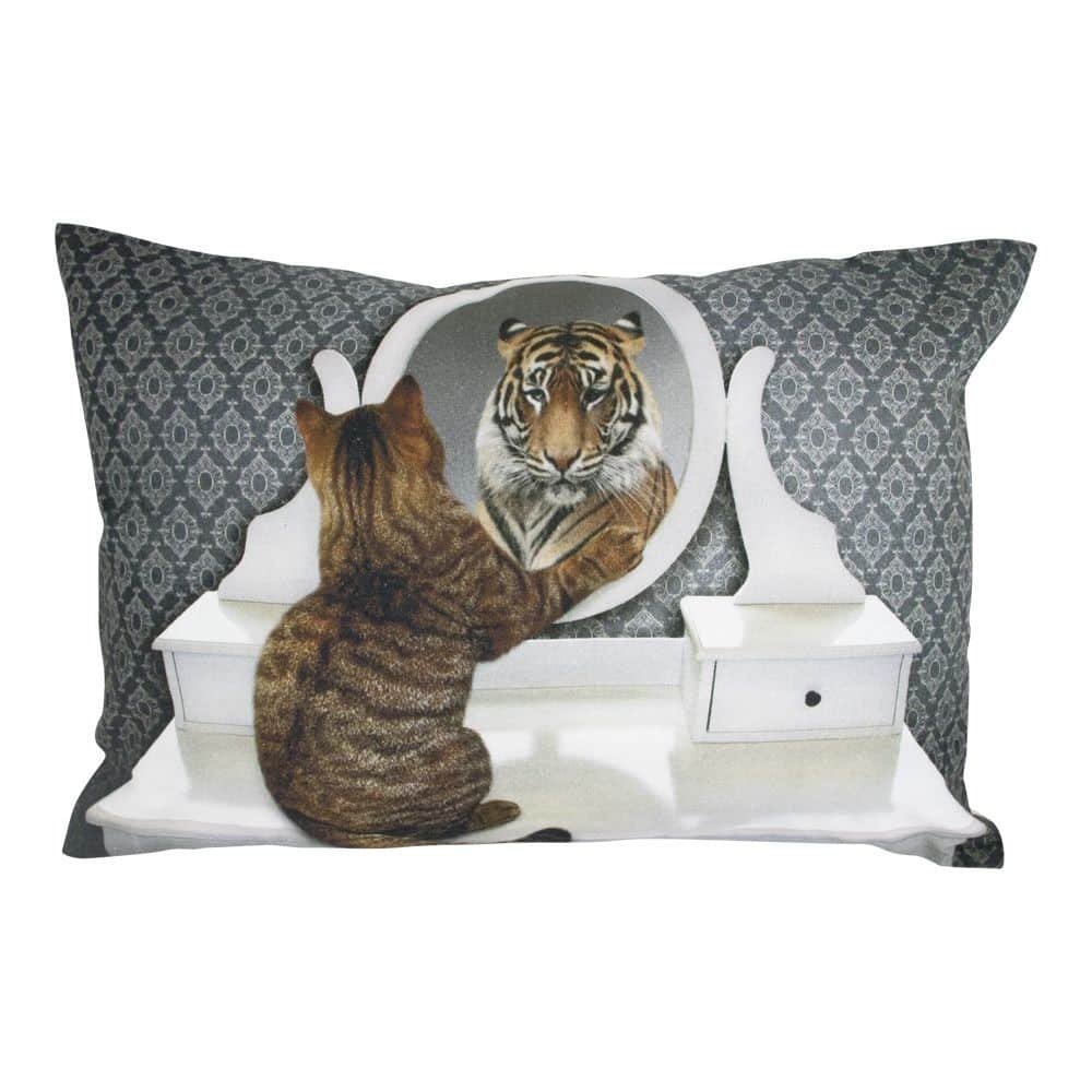 Kissen Leinwand Humor Katze Tiger (50 x 35 cm)