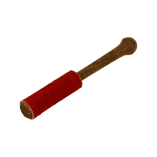 Klangschalenklopfer aus Holz mit Wildleder (rot- 15 cm)