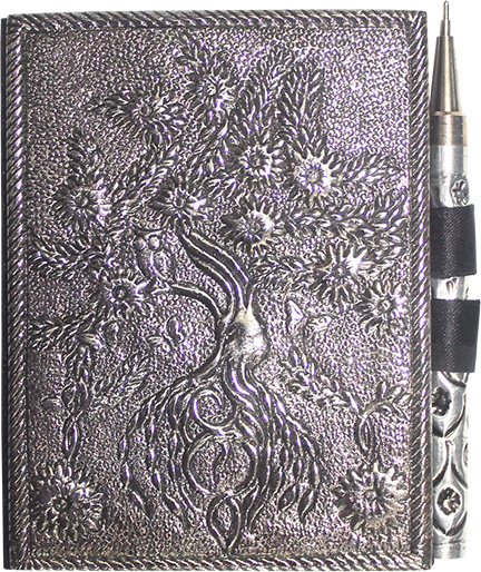 Kleines Notizbuch Wei-metall - Lebensbaum