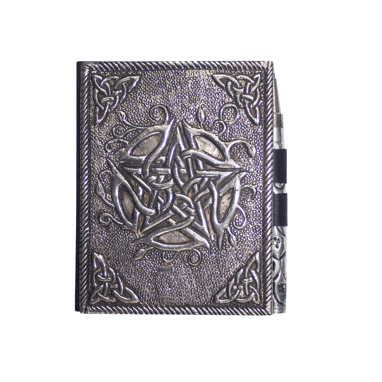 Kleines Notizbuch Wei-metall - Pentagramm