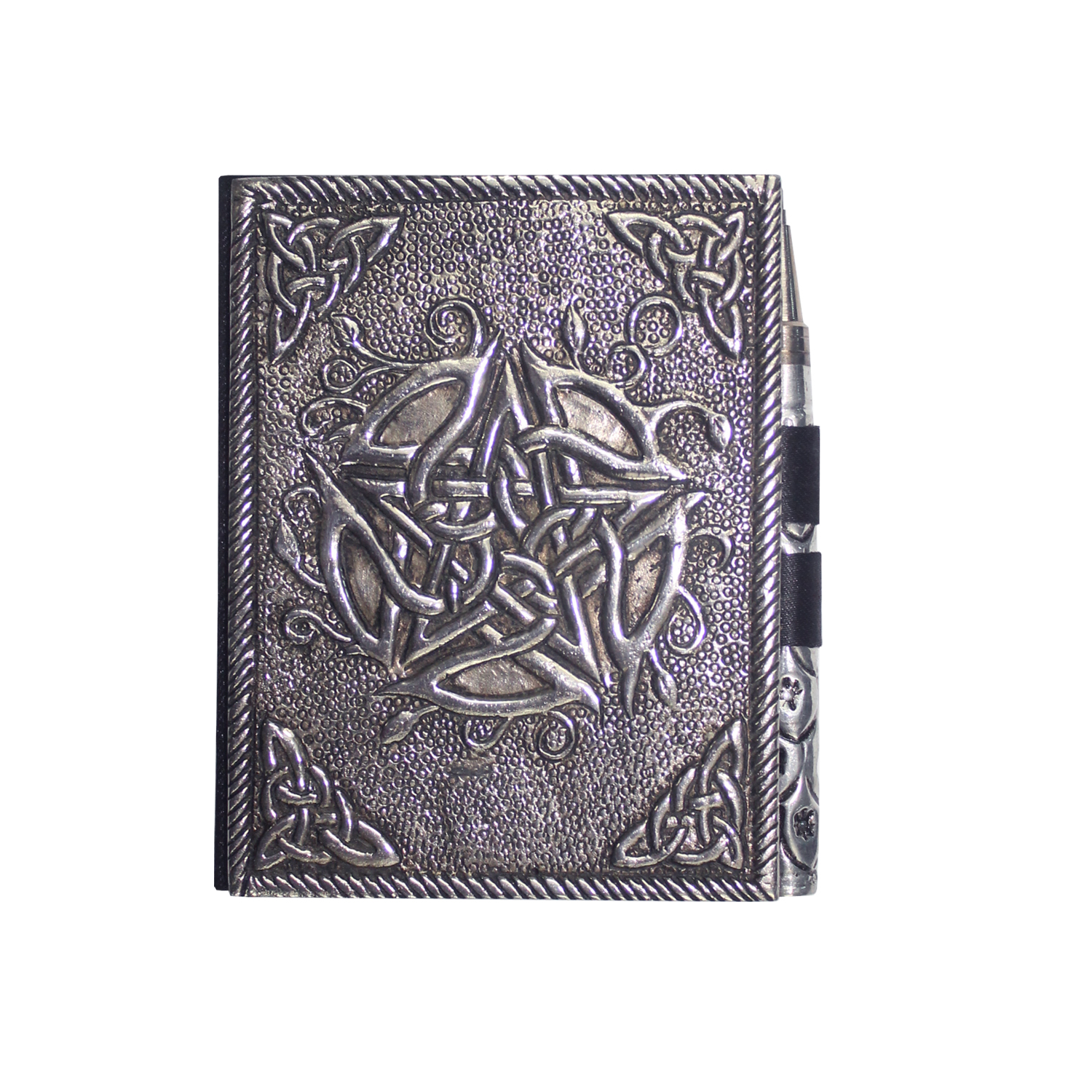 Kleines Notizbuch Wei-metall - Pentagramm