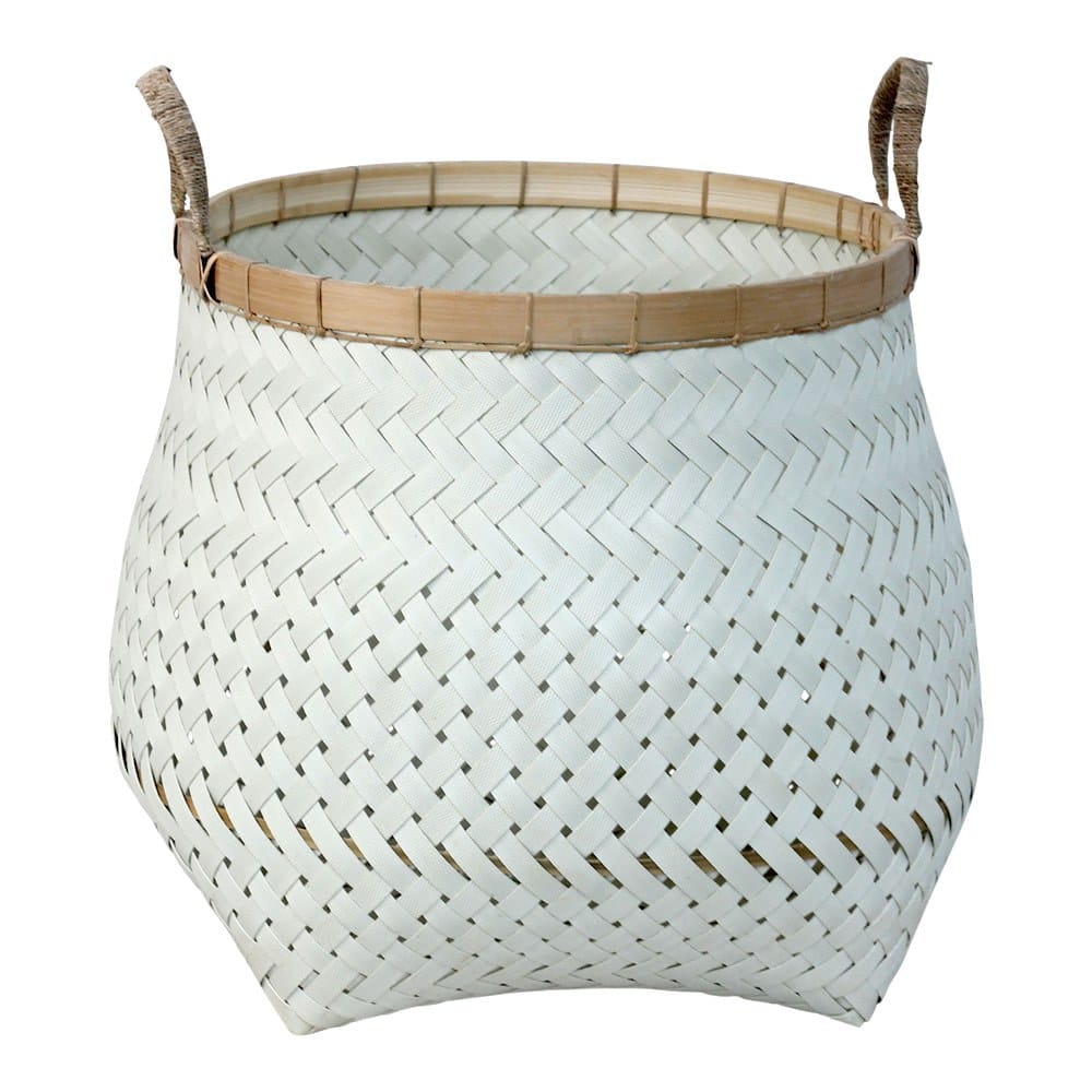 Korb aus Rattan und recyceltem Kunststoff Weiss met Handgriffe (48 cm)