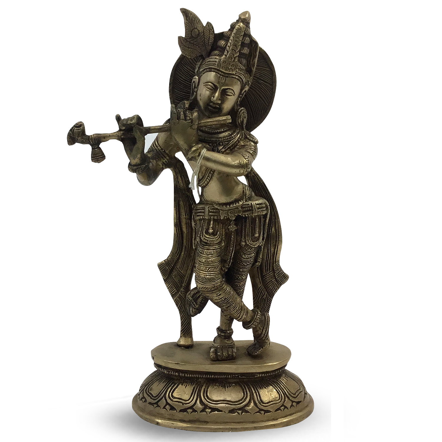 Krishna mit Pfeife Messing -25 cm