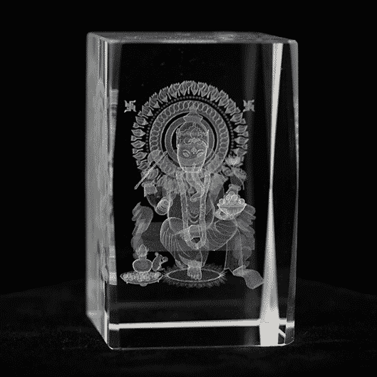 Kristallblock - Ganesha Kristallbild (Kristalllaser- AA Qualit-t)