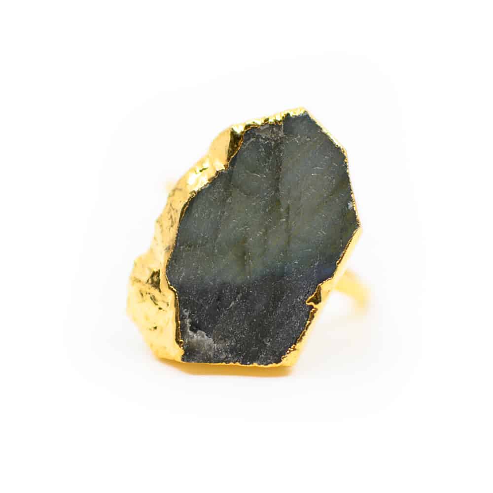 Labradorit-Edelsteinring 925 Silber Vergoldet Slice of Life
