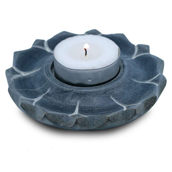 Lotus Kerzen und R-ucherst-bchenhalter Speckstein grau