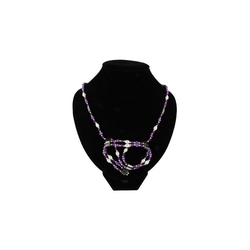 Magnet Halskette Violett Perlen