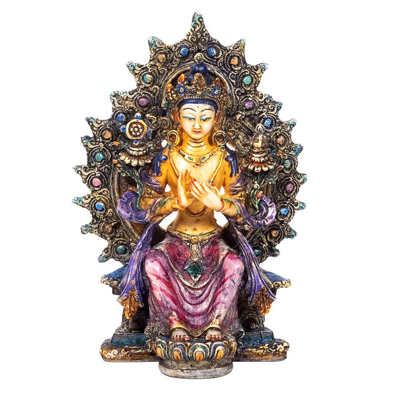 Maitreya Buddha bemalt (14 cm)