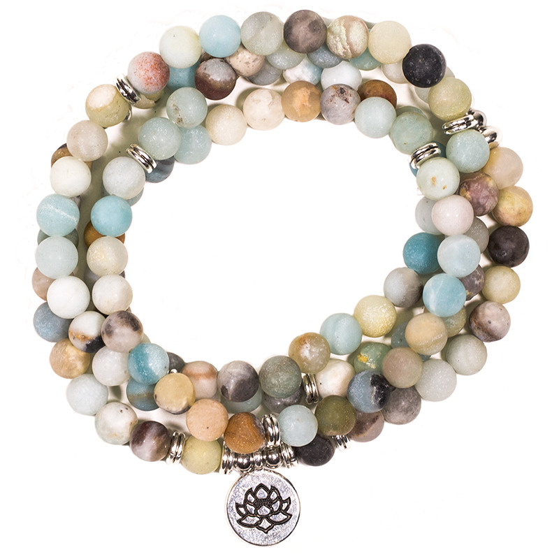 Mala Armband Amazonit Elastisch mit Lotus