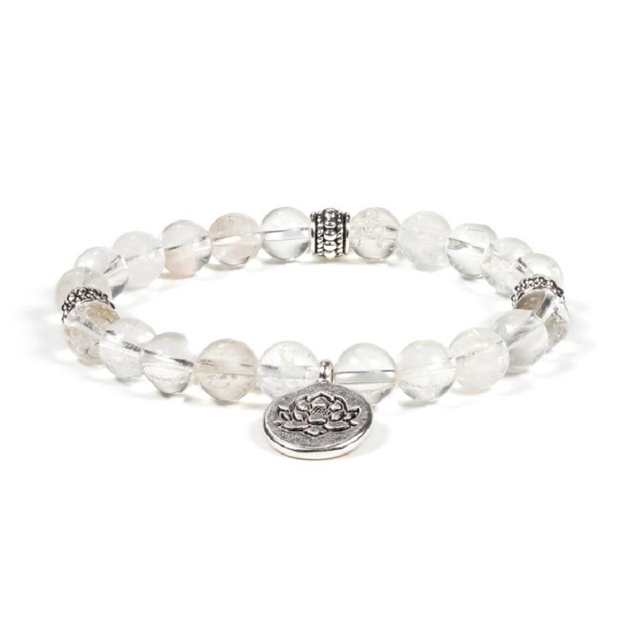 Mala Armband Bergkristall Elastisch mit Lotus