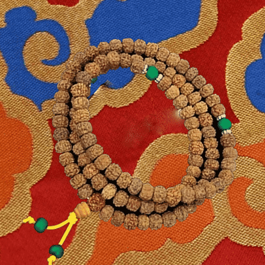 Mala aus Rudraksha und Mineralien 108 Perlen