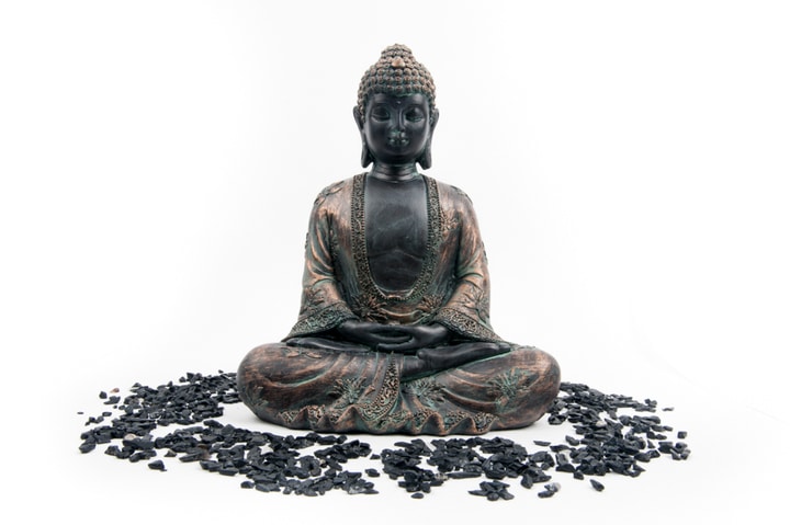Meditationsbuddha Antikes Finish Japan - 24 cm