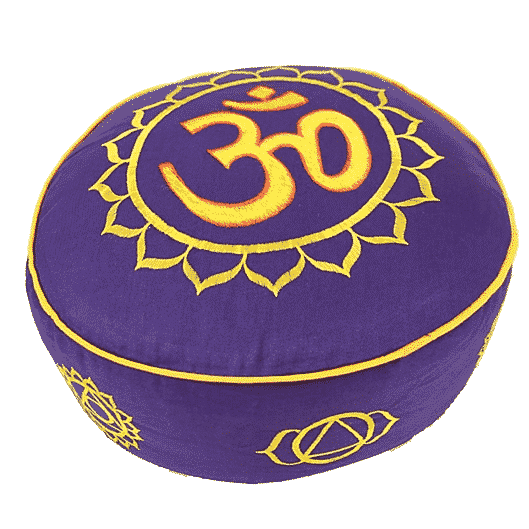 Meditationskissen 7 Chakren und Ohm gold-violett (33 x 17cm)