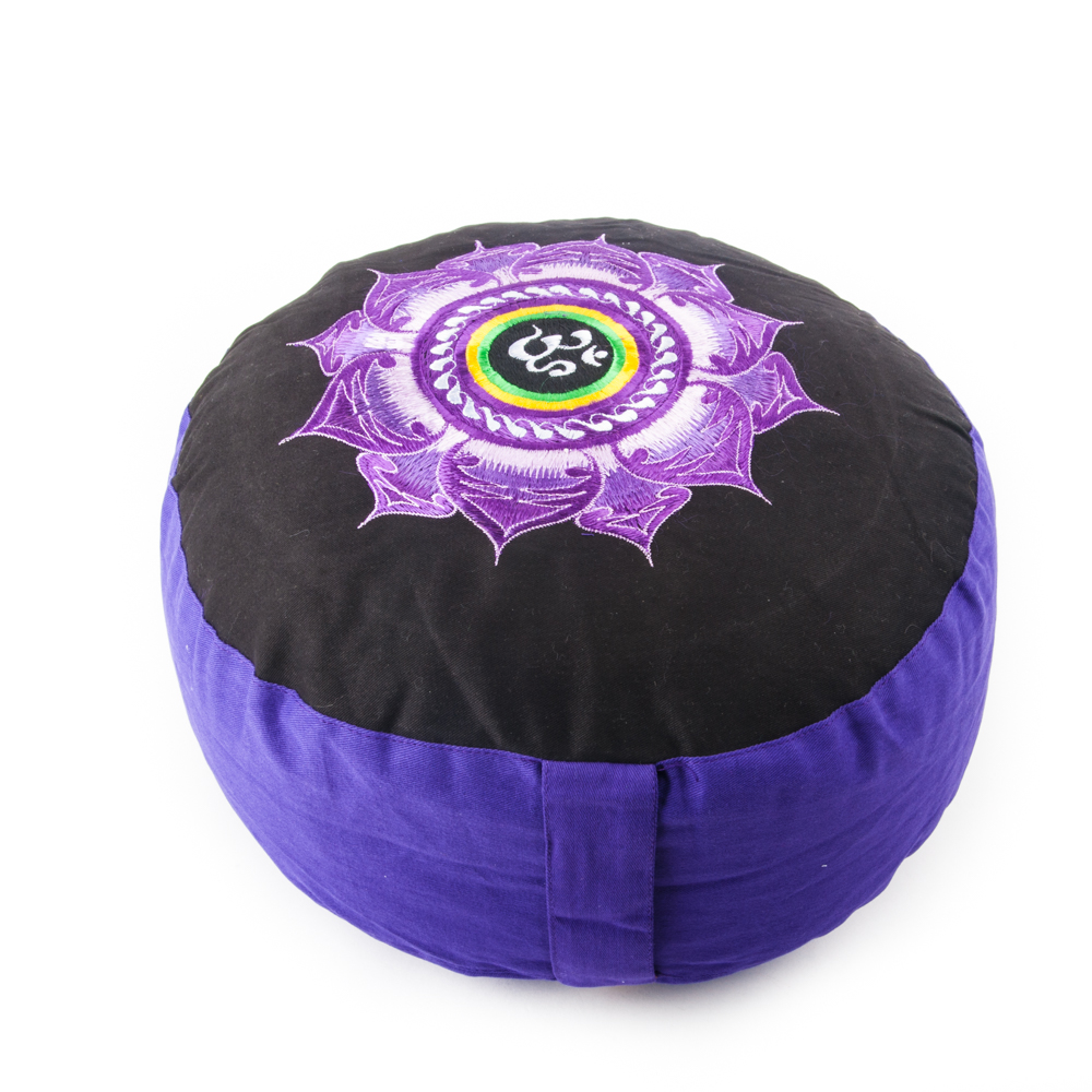 Meditationskissen Lotus mit OM schwarz-violett