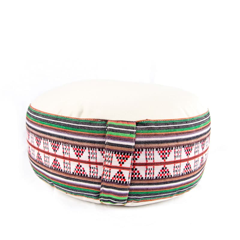 Meditationskissen Tribe-Motiv creme-bunt (33 x 17 cm)