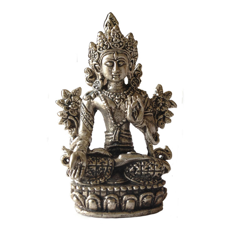 Metall Statue Mini Wei-e Tara Silber - 8-2 cm