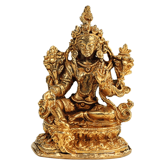 Mini-Statue - gr-ne Tara (vergoldet) - 6 cm
