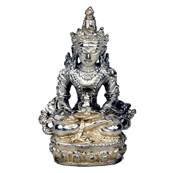 Mini-Statuette Amytayus Buddha versilbert - 4 cm