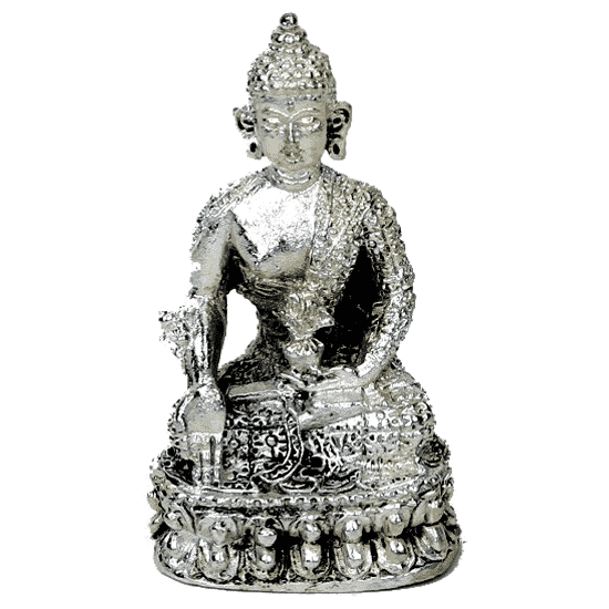 Miniatur Medizin Buddha Versilbert - 4 cm unter Home & Living - Spirituelle Figuren - Buddha Figuren - Medizin Buddha - Home & Living - Spirituelle Figuren - Buddha Figuren - Mini Buddha - Home & Living - Spirituelle Figuren - Buddha Figuren - Sitzender Buddha