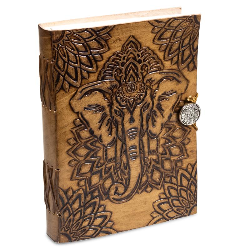 Notizbuch Elefant mit Ledereinband
