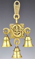 OHM Symbol Ganesh Massiv Messing Wandglocken mit 3 Glocken