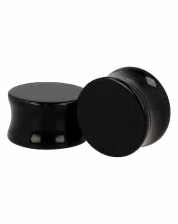 Ohr Plug Flesh Tunnel Obsidian Schwarz - 20 mm (2er Set) unter Schmuck - Edelstein Ohrringe - Edelstein Plugs & Tunnel