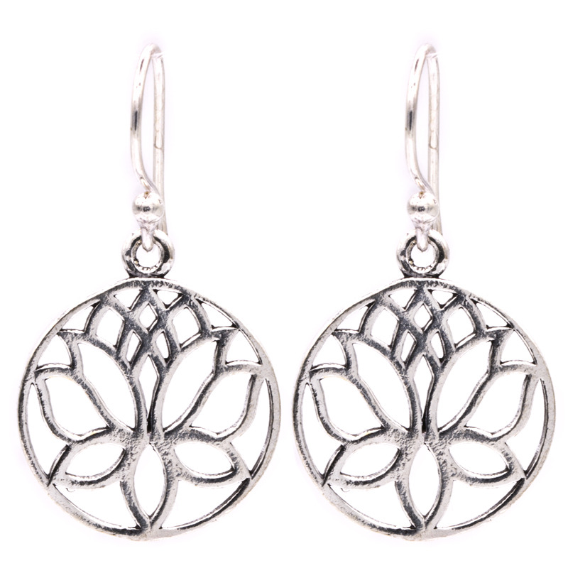 Ohrh-nger Lotus Messing silberfarbig unter Schmuck - Boho Schmuck - B?hmische Ohrringe - Schmuck - Lotusschmuck - Lotus Ohrringe