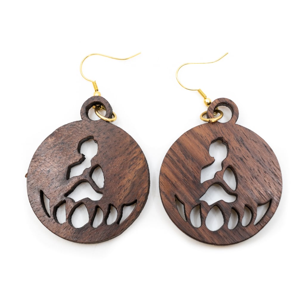 Ohrringe Buddha Holz