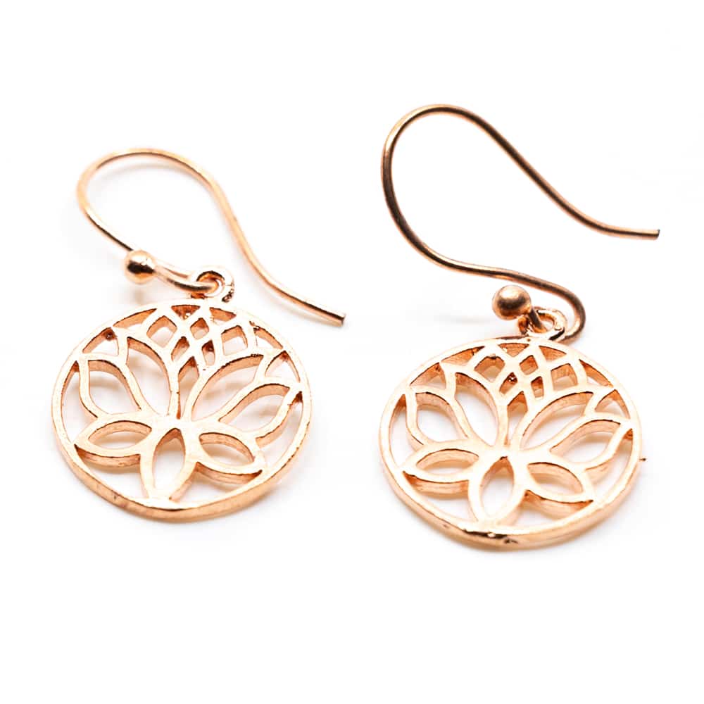 Ohrringe Lotus Messing Kupfer (20 mm) unter Schmuck - Lotusschmuck - Lotus Ohrringe - Schmuck - Boho Schmuck - B?hmische Ohrringe