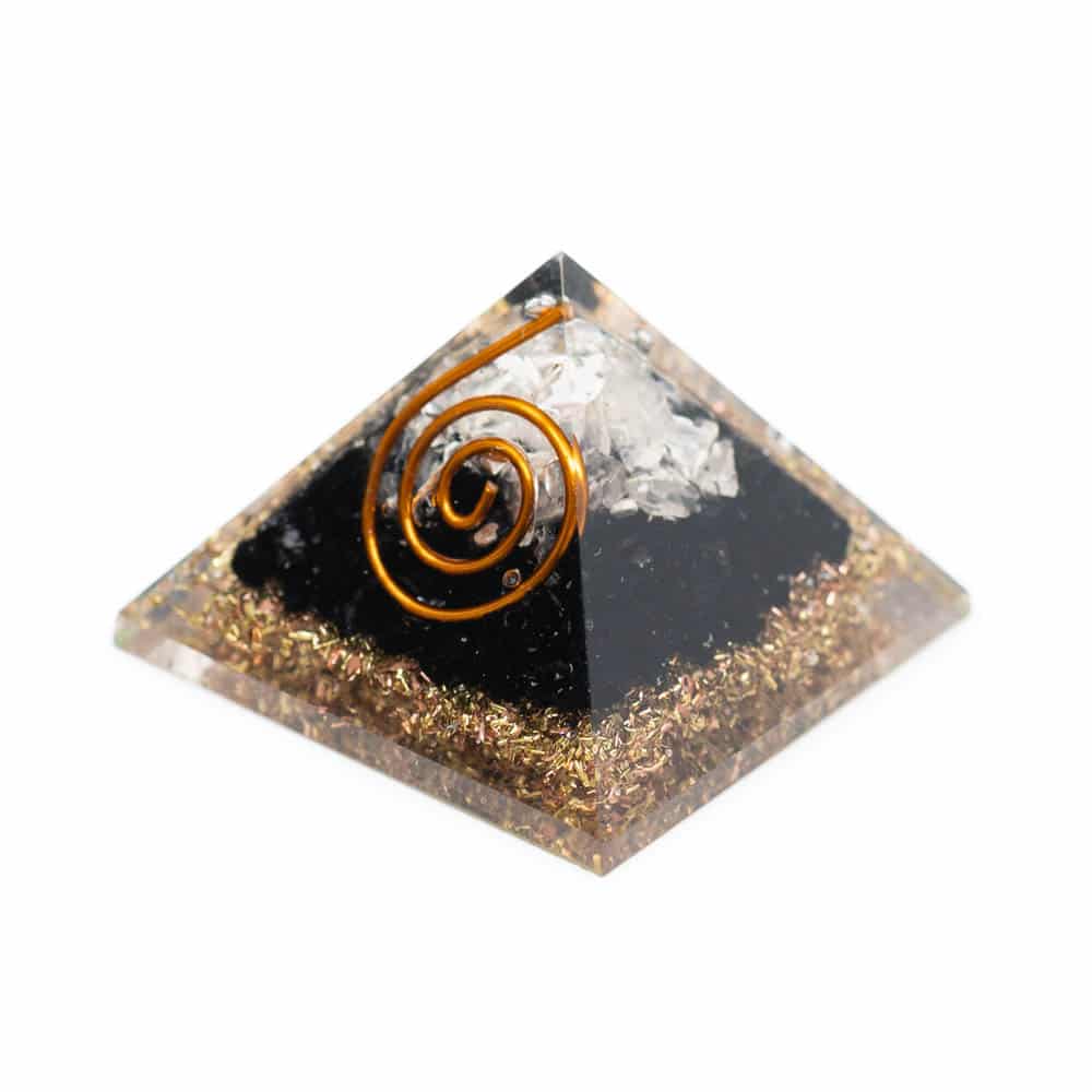 Orgonit-Pyramide Mini Schwarzer Turmalin und Bergkristall (25 mm)