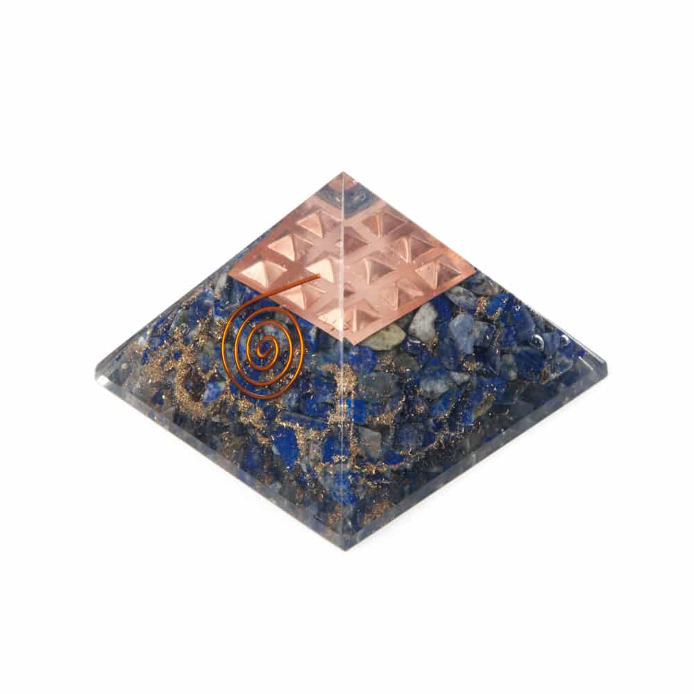 Orgonitpyramide Lapis Lazuli mit Kupferspirale