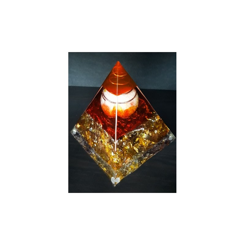 Orgonitpyramide Rot-Gold