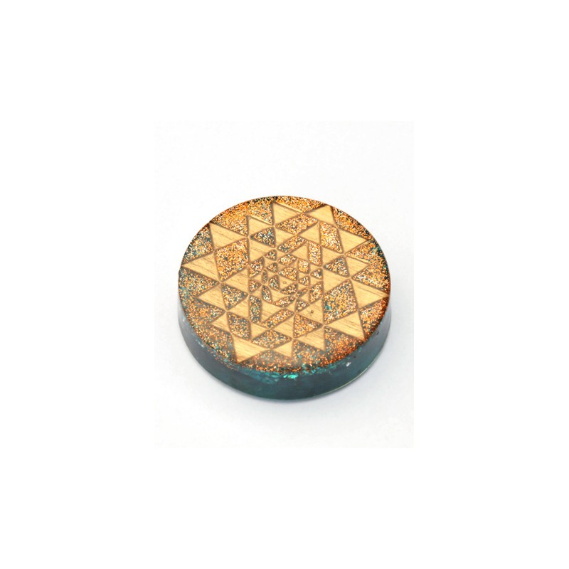 Orgonitscheibe Sri Yantra Gold farbig