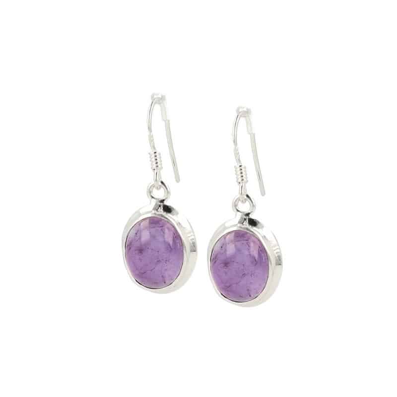 Ovale Amethyst-Ohrringe in Silber