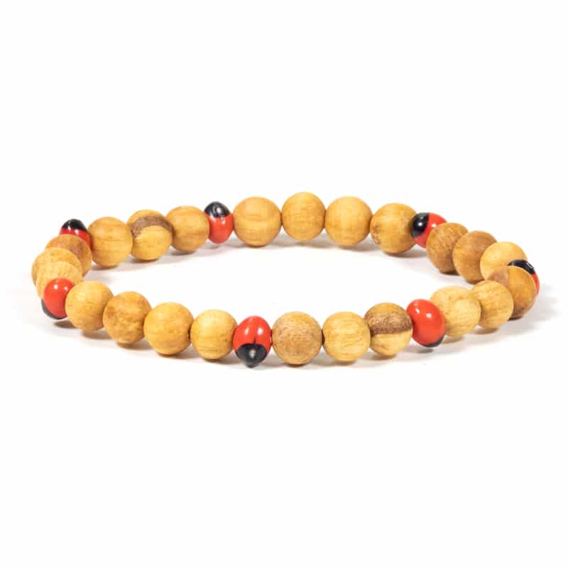 Palo Santo Armband mit Huayruro Perlen elastisch